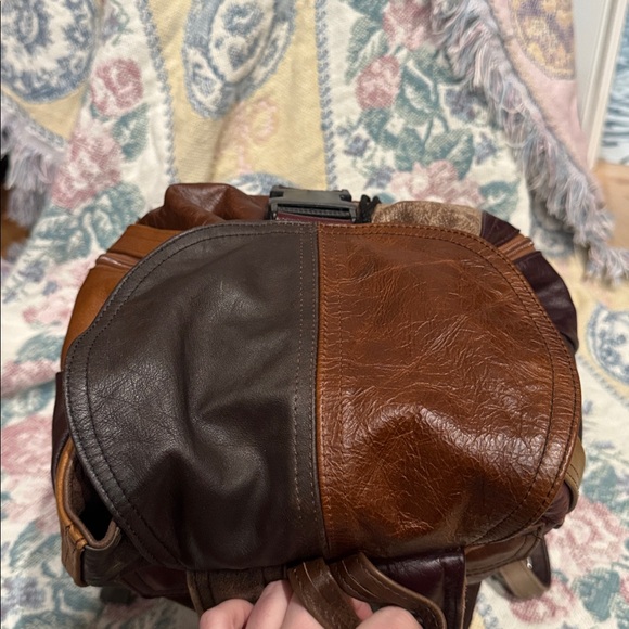 Multicolored Leather Patchwork Backpack - Picture 3 of 8